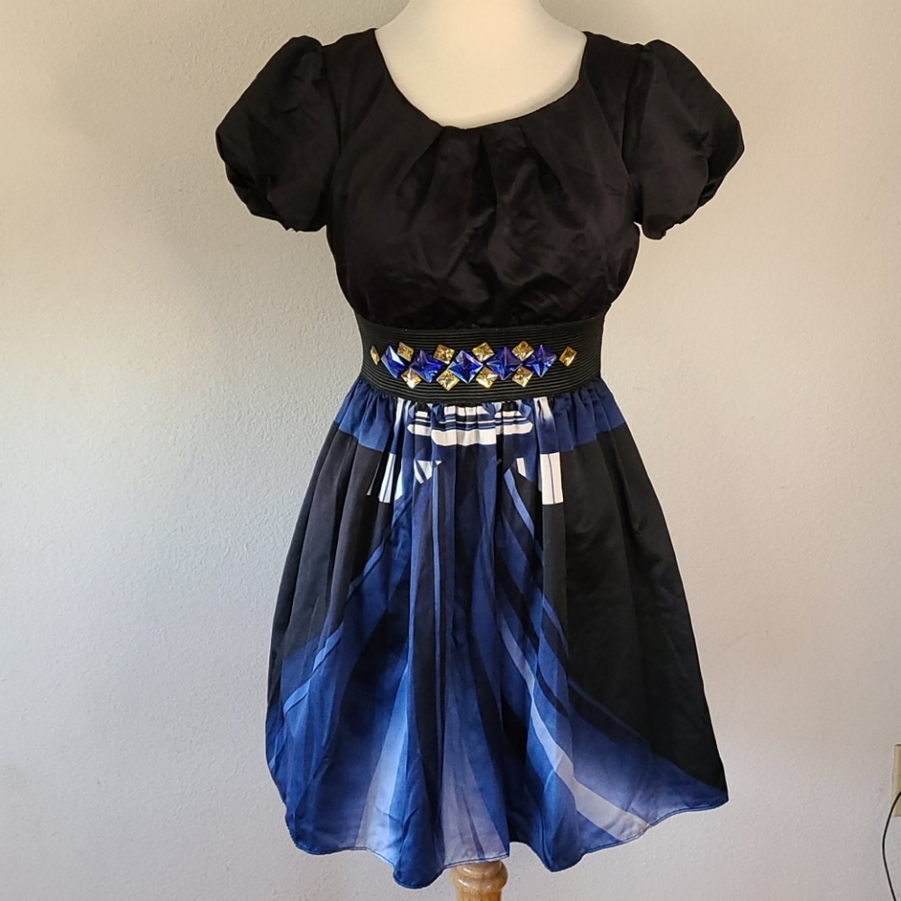 RAMPAGE/ dress, blue, stones. S